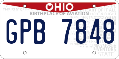 OH license plate GPB7848
