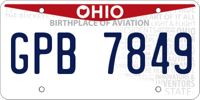 OH license plate GPB7849