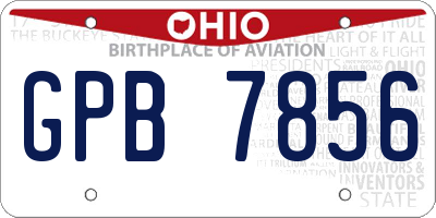 OH license plate GPB7856