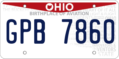 OH license plate GPB7860