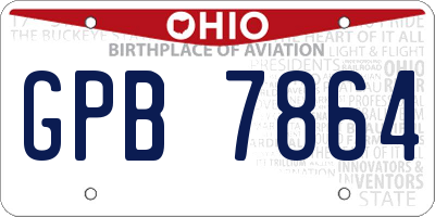 OH license plate GPB7864