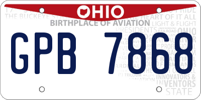 OH license plate GPB7868