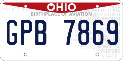 OH license plate GPB7869