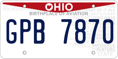 OH license plate GPB7870