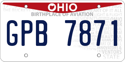 OH license plate GPB7871