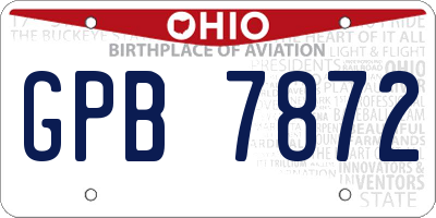 OH license plate GPB7872