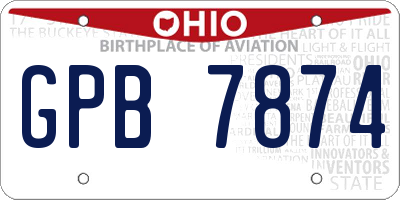 OH license plate GPB7874