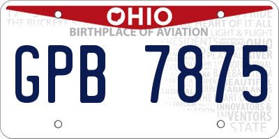 OH license plate GPB7875