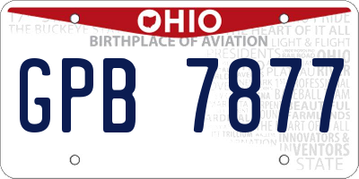 OH license plate GPB7877