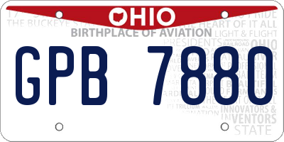 OH license plate GPB7880