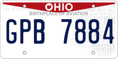 OH license plate GPB7884