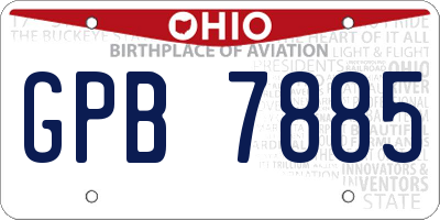 OH license plate GPB7885
