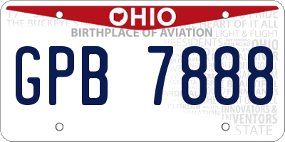 OH license plate GPB7888