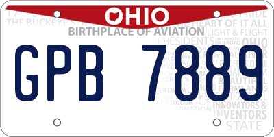 OH license plate GPB7889