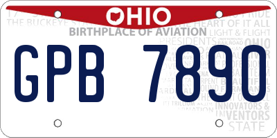OH license plate GPB7890