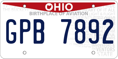 OH license plate GPB7892
