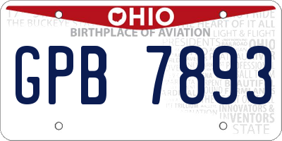 OH license plate GPB7893