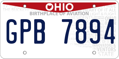 OH license plate GPB7894