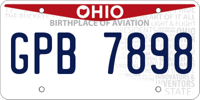 OH license plate GPB7898