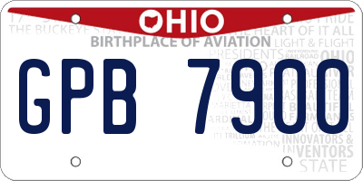 OH license plate GPB7900