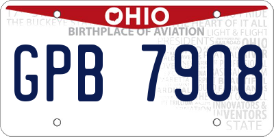 OH license plate GPB7908
