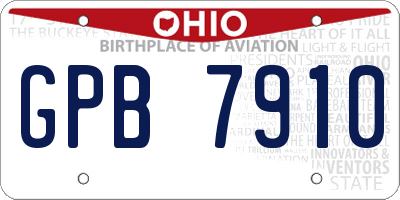 OH license plate GPB7910