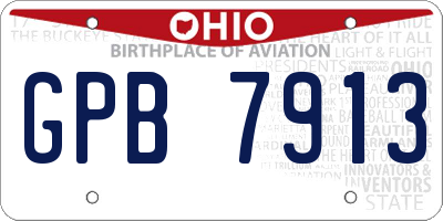 OH license plate GPB7913