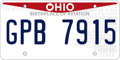 OH license plate GPB7915