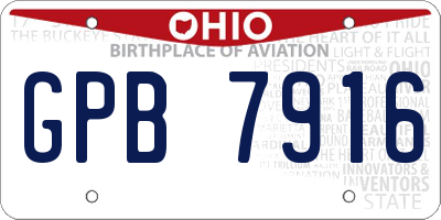 OH license plate GPB7916
