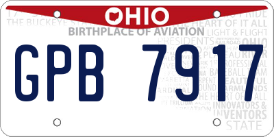 OH license plate GPB7917