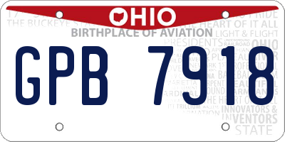 OH license plate GPB7918