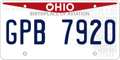 OH license plate GPB7920