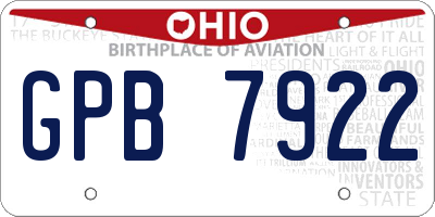 OH license plate GPB7922