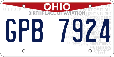 OH license plate GPB7924