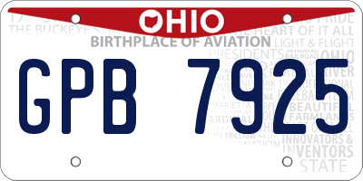 OH license plate GPB7925