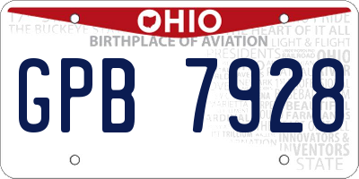 OH license plate GPB7928