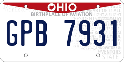 OH license plate GPB7931