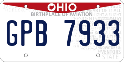 OH license plate GPB7933