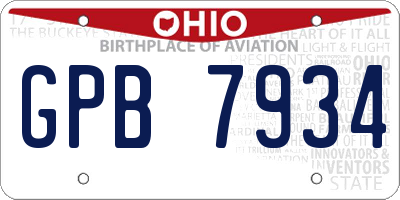 OH license plate GPB7934