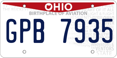 OH license plate GPB7935