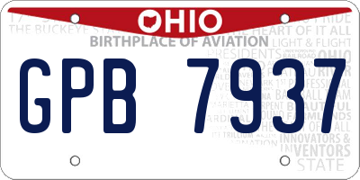 OH license plate GPB7937