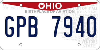 OH license plate GPB7940