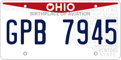 OH license plate GPB7945