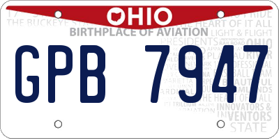 OH license plate GPB7947