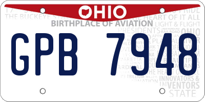 OH license plate GPB7948