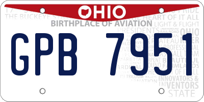 OH license plate GPB7951