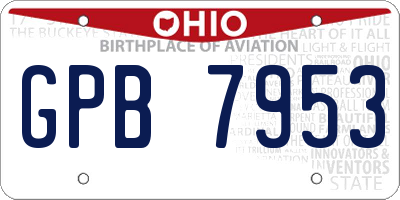 OH license plate GPB7953