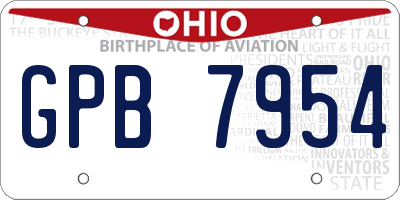 OH license plate GPB7954