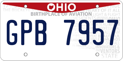 OH license plate GPB7957