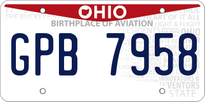 OH license plate GPB7958